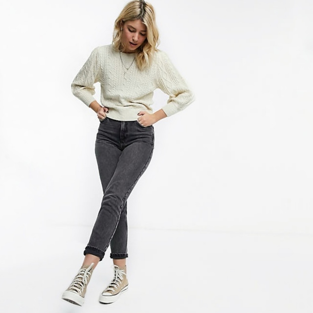 Free People Villa Cable Pullover Sweater Ivory - Picture 3 of 5